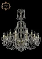 Люстра подвесная хрустальная 11.23.12+6.300.XL-92.Gd.Dr Bohemia Art Classic прозрачная на 18 ламп, основание золотое в стиле классический Люстра подвесная хрустальная 11.23.12+6.300.XL-92.Gd.Dr Bohemia Art Classic прозрачная на 18 ламп, основание золотое в стиле классический